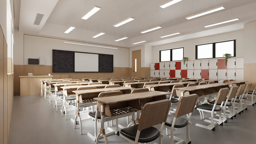 Потолочное освещение в школе