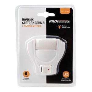 Ночник светодиодный с выключателем 220В PROCONNECT 75-0300 Ночник светодиодный с выключателем 220В PROCONNECT 75-0300